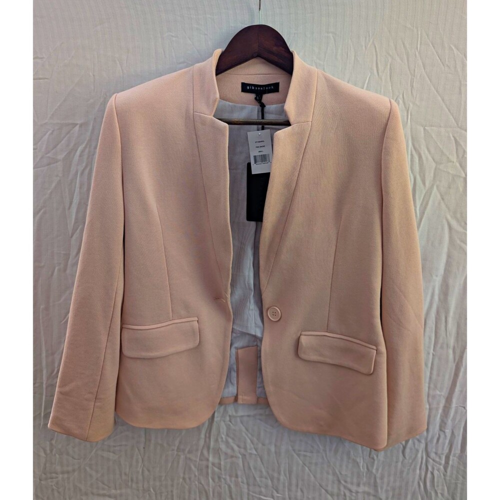 NWT Gibsonlook Inverted Notch Collar Knit Blazer Pink Smoke Size Small